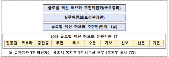 글로벌 백신 허브화 추진위원회 체계도. <자료:보건복지부>